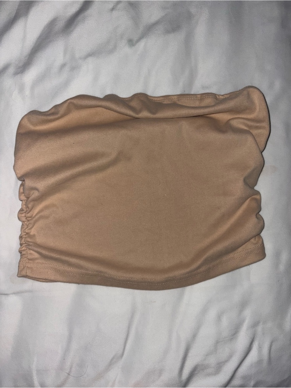 Ruched Mini Tube Skirt in Nude Tan